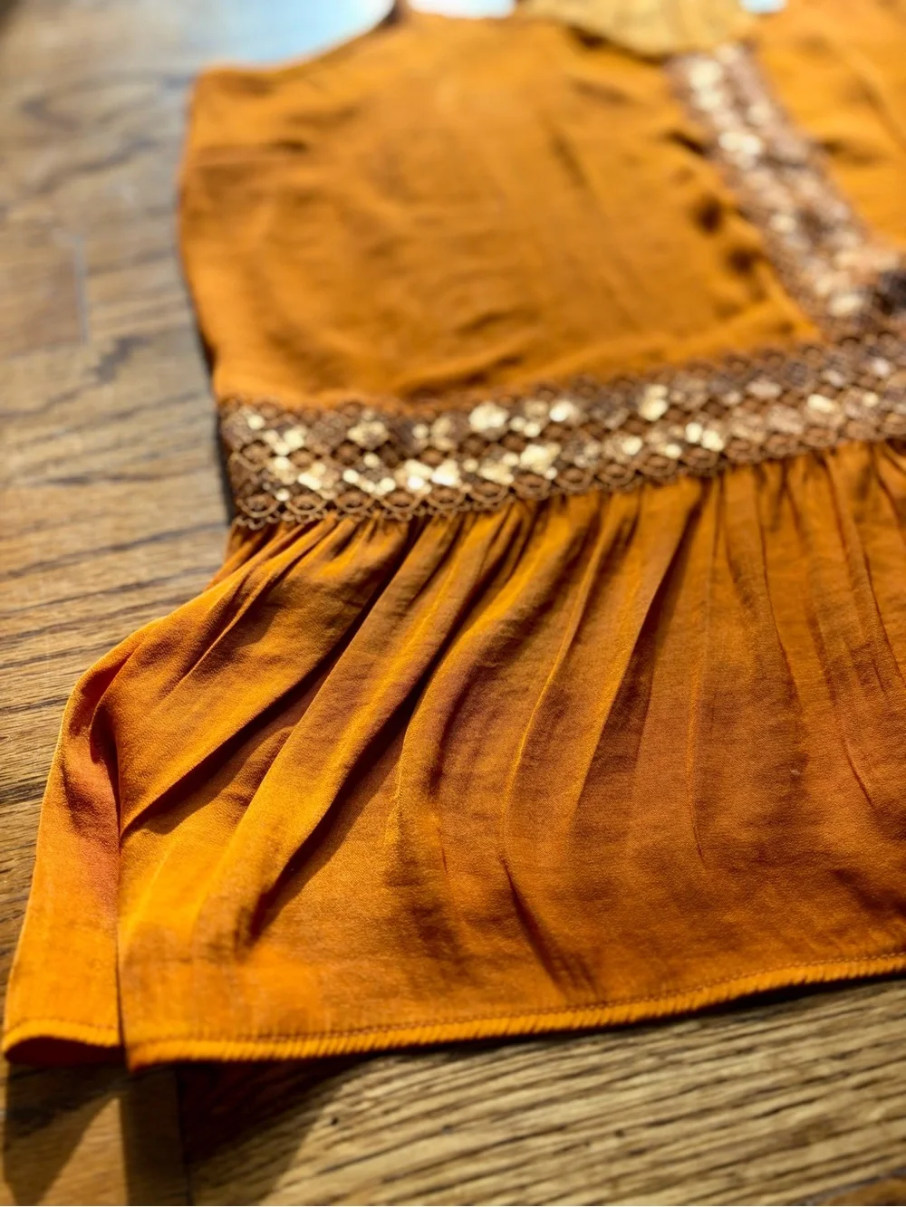 LC Lauren Conrad Rust Orange Lace Sequin Peplum Cami Top Size M